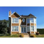 Stucco Victorian Home Has A Turret For Added Light