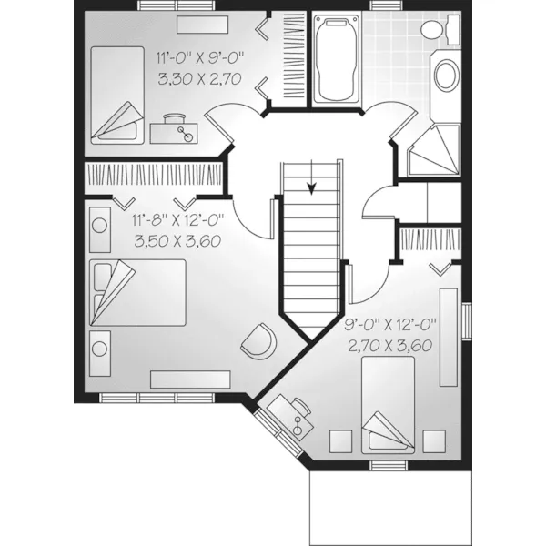 Traditional House Plan Second Floor - Oxmead Country Narrow Lot Home 032D-0571 - Shop House Plans and More