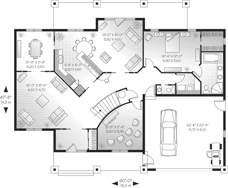 Santa Fe House Plan First Floor - Fisher Island Luxury Home 032D-0576 - Search House Plans and More