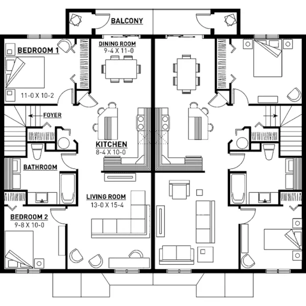 Country House Plan Second Floor - Lehigh Multi-Family Fourplex 032D-0591 - Shop House Plans and More