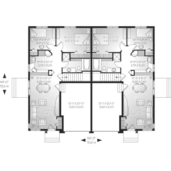 Southern House Plan First Floor - Haddon Country Ranch Duplex 032D-0593 - Search House Plans and More