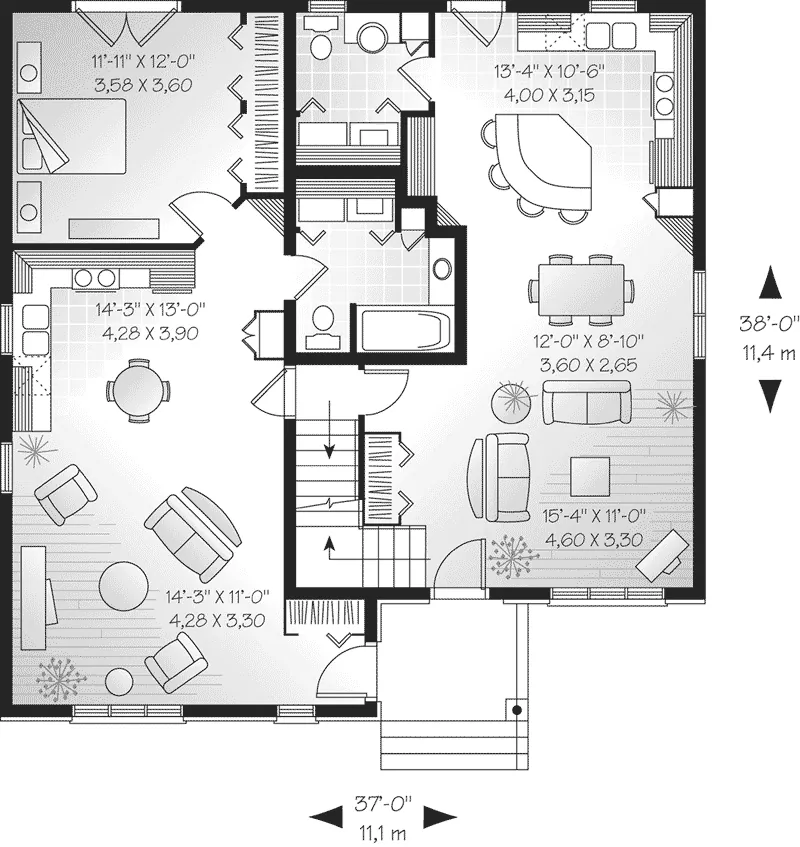 Southern House Plan First Floor - Fallon Park Duplex Home 032D-0594 - Search House Plans and More