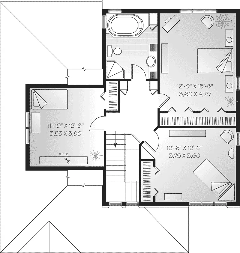 Modern House Plan Second Floor - Fallon Park Duplex Home 032D-0594 - Search House Plans and More