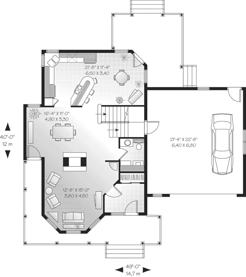 Country House Plan First Floor - Dorbandt Victorian Home 032D-0596 - Search House Plans and More