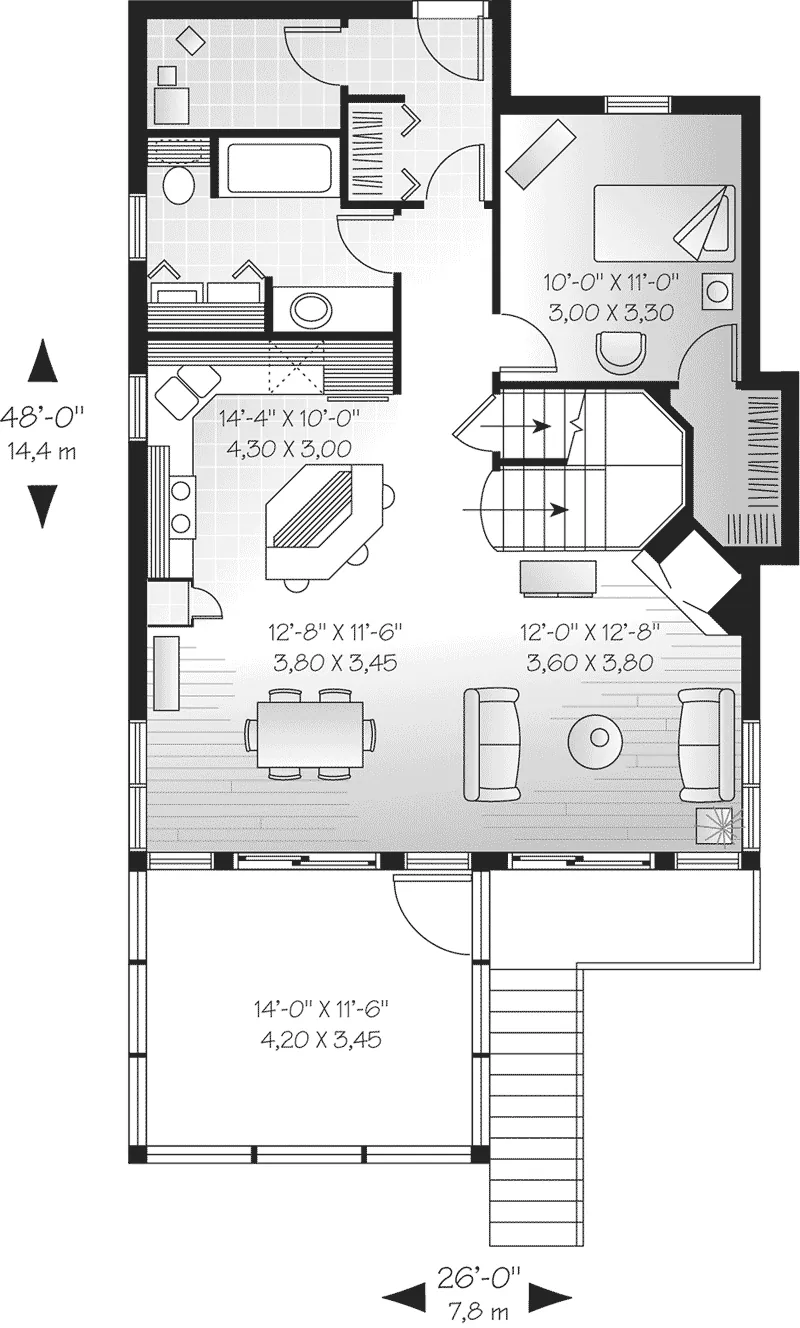 Waterfront House Plan First Floor - Greenoaks Lake Home 032D-0602 - Search House Plans and More