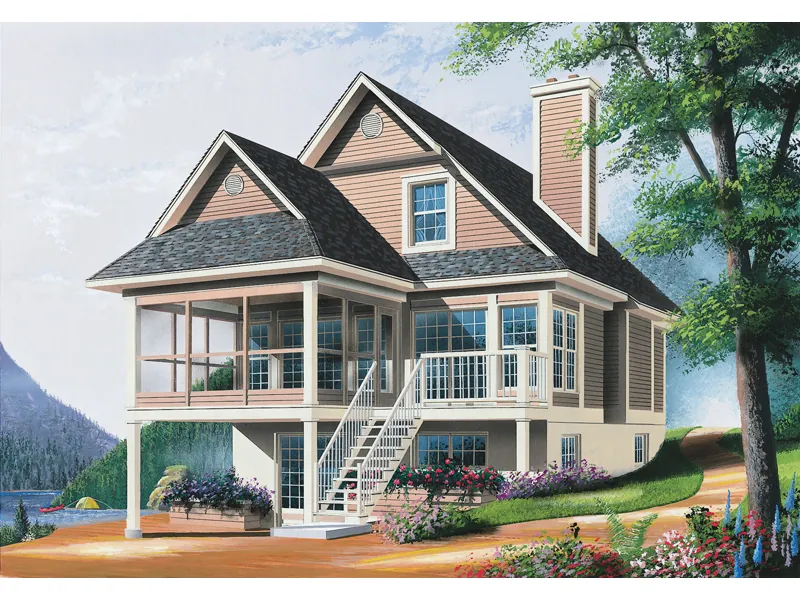 Waterfront House Plan Front Image - Greenoaks Lake Home 032D-0602 - Search House Plans and More