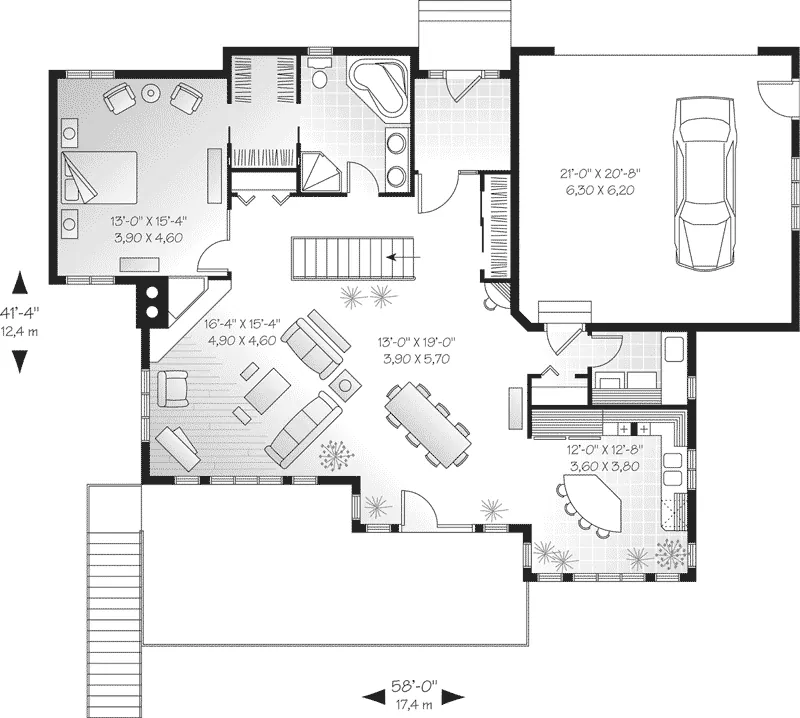 Ranch House Plan First Floor - Churchill Cove Waterfront Home 032D-0604 - Search House Plans and More