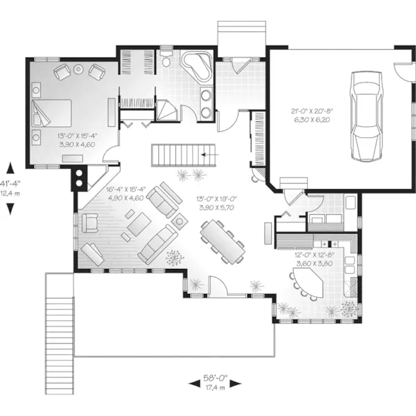 Modern House Plan First Floor - Churchill Cove Waterfront Home 032D-0604 - Search House Plans and More