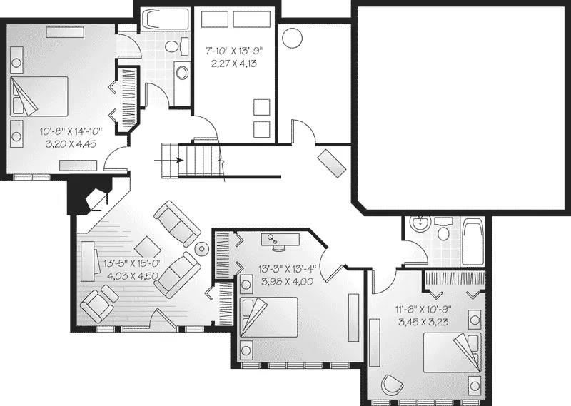 Traditional House Plan Lower Level Floor - Churchill Cove Waterfront Home 032D-0604 - Search House Plans and More