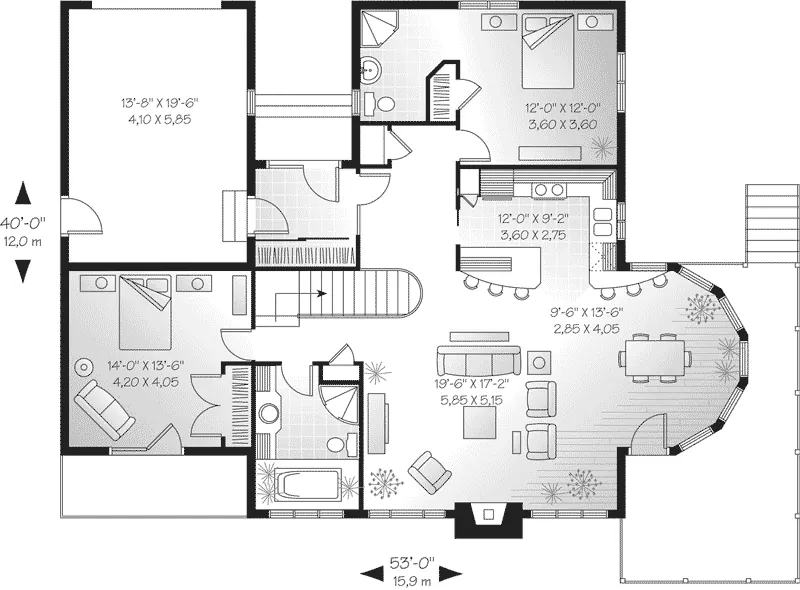 Traditional House Plan First Floor - Swissvale Mountain Home 032D-0605 - Shop House Plans and More