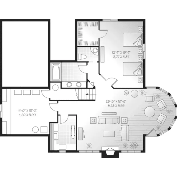 Southern House Plan Lower Level Floor - Swissvale Mountain Home 032D-0605 - Shop House Plans and More