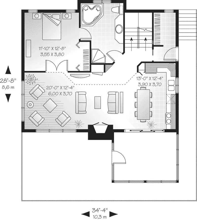 Lake House Plan First Floor - Adeline Place A-Frame Home 032D-0606 - Search House Plans and More