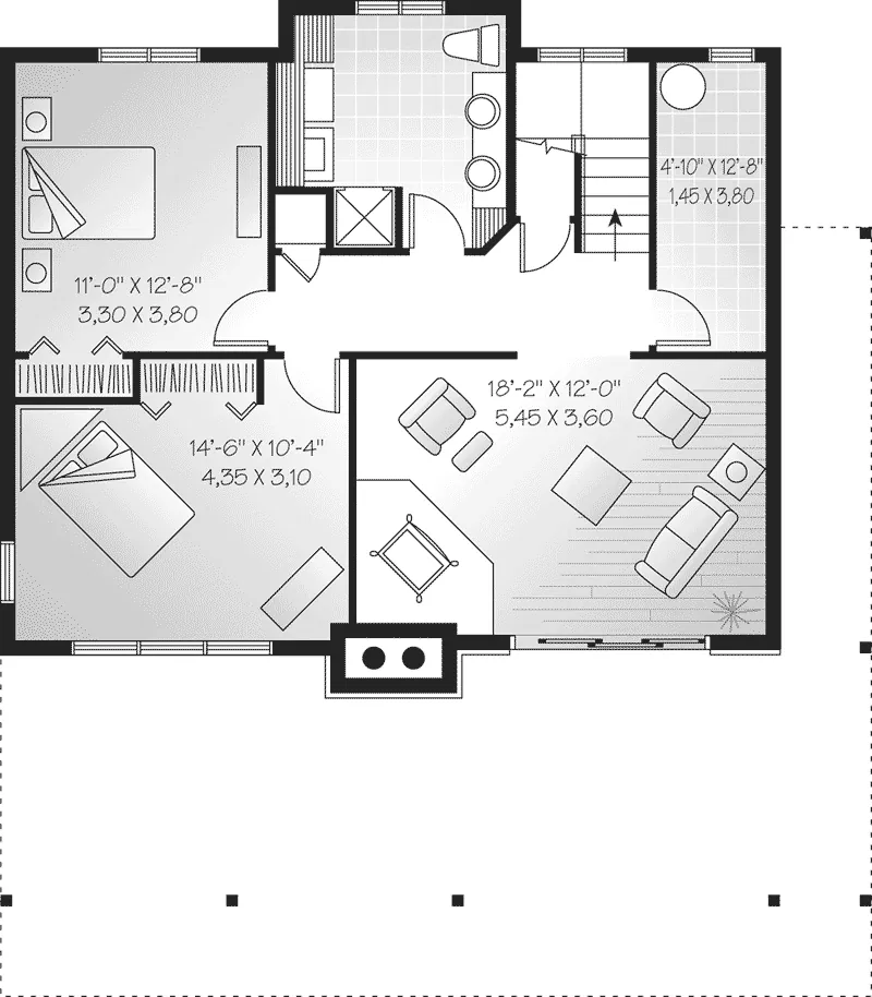 Craftsman House Plan Lower Level Floor - Adeline Place A-Frame Home 032D-0606 - Search House Plans and More