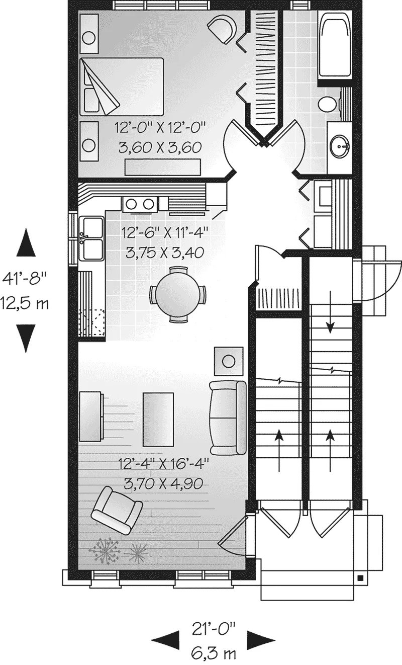 Modern House Plan First Floor - Dormount Triplex Design Plan032D-0608 - Search House Plans and More