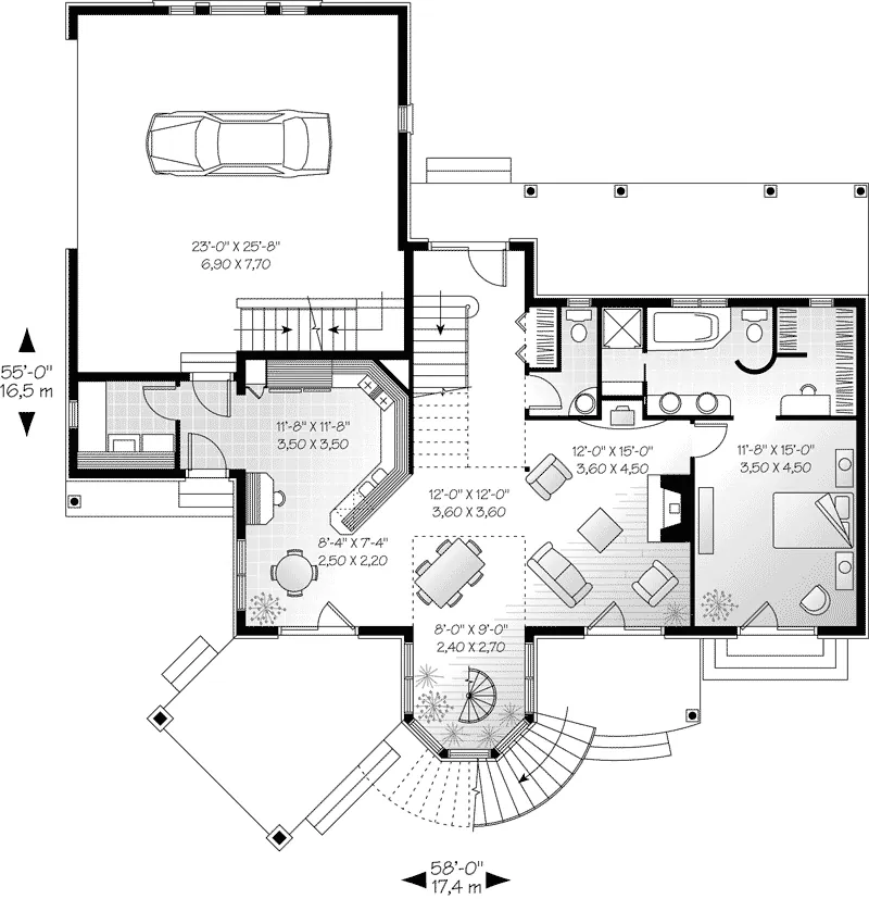 Country House Plan First Floor - Gettysberg Waterfront Home 032D-0623 - Search House Plans and More