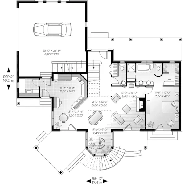 Country House Plan First Floor - Gettysberg Waterfront Home 032D-0623 - Search House Plans and More