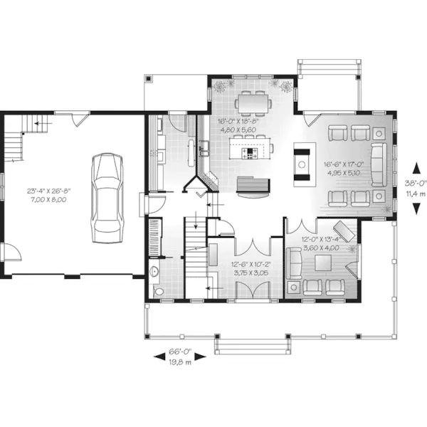 Colonial House Plan First Floor - Britton Farm Country Home 032D-0625 - Search House Plans and More