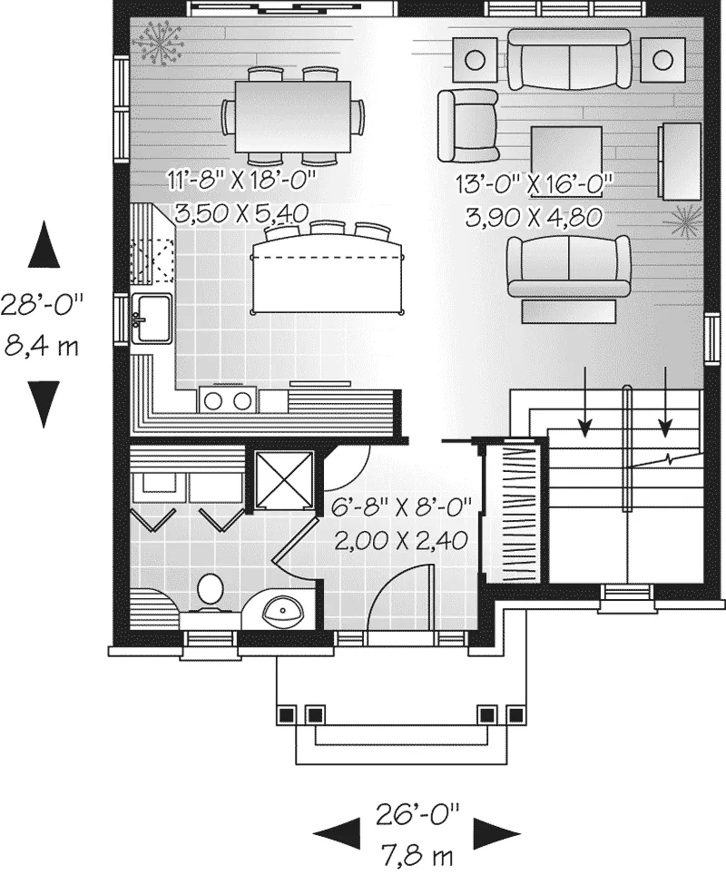 Southern House Plan First Floor - Miranda Park Narrow Lot Home 032D-0629 - Shop House Plans and More