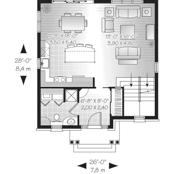 Neoclassical House Plan First Floor - Miranda Park Narrow Lot Home 032D-0629 - Shop House Plans and More