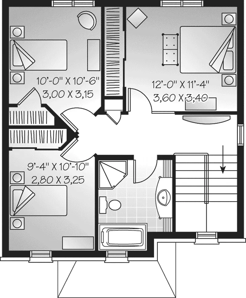 European House Plan Second Floor - Miranda Park Narrow Lot Home 032D-0629 - Shop House Plans and More