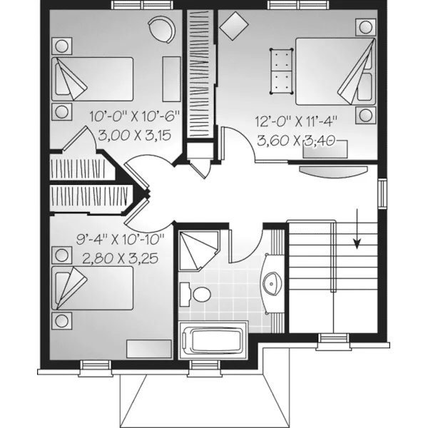 Neoclassical House Plan Second Floor - Miranda Park Narrow Lot Home 032D-0629 - Shop House Plans and More