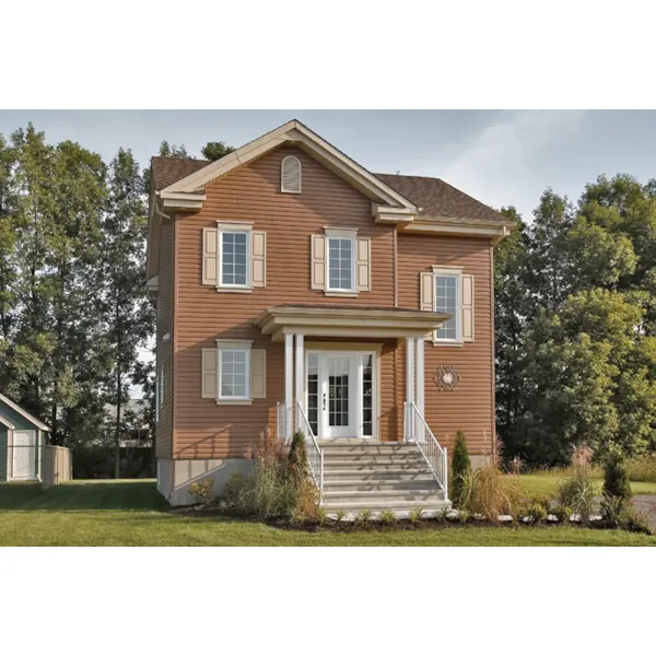 Narrow Lot House Has Colonial Attributes With Columned Porch 