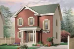 Neoclassical House Plan Front Photo 01 - Miranda Park Narrow Lot Home 032D-0629 - Shop House Plans and More