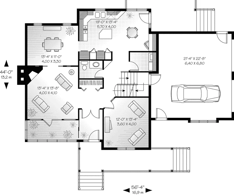 Lowcountry House Plan First Floor - Canova Traditional Farmhouse 032D-0633 - Search House Plans and More