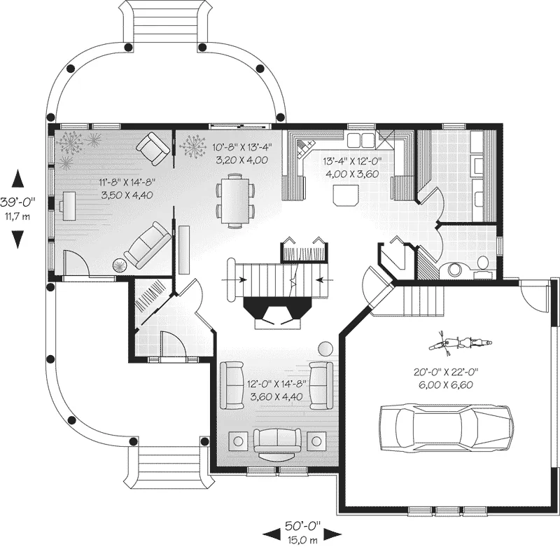 Southern House Plan First Floor - Stockholm Country Home 032D-0637 - Shop House Plans and More