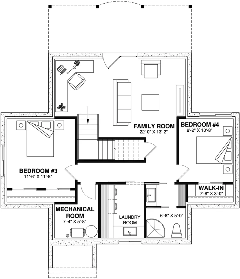 Country House Plan Basement Floor - Hackberry Creek Cottage Home 032D-0643 - Search House Plans and More