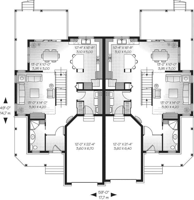 Country House Plan First Floor - Lacrosse Country Duplex 032D-0646 - Shop House Plans and More
