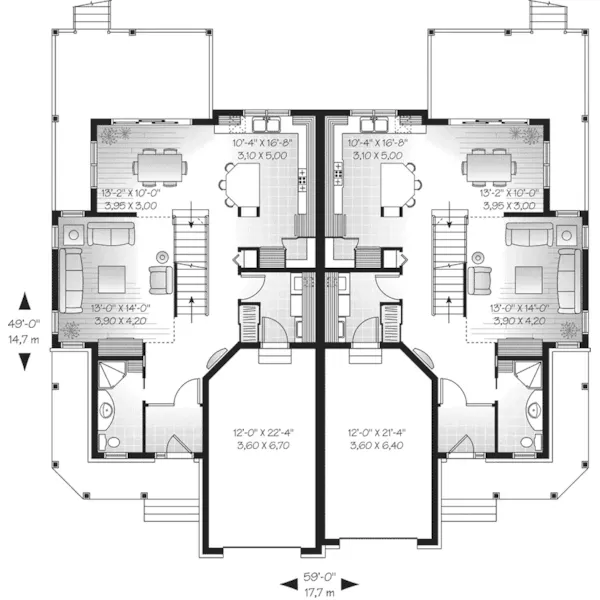 Craftsman House Plan First Floor - Lacrosse Country Duplex 032D-0646 - Shop House Plans and More