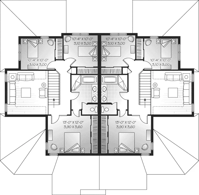 Farmhouse Plan Second Floor - Lacrosse Country Duplex 032D-0646 - Shop House Plans and More