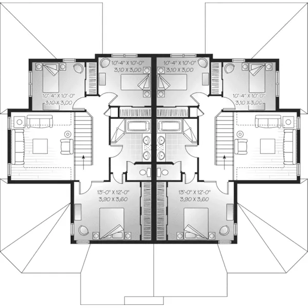 Craftsman House Plan Second Floor - Lacrosse Country Duplex 032D-0646 - Shop House Plans and More