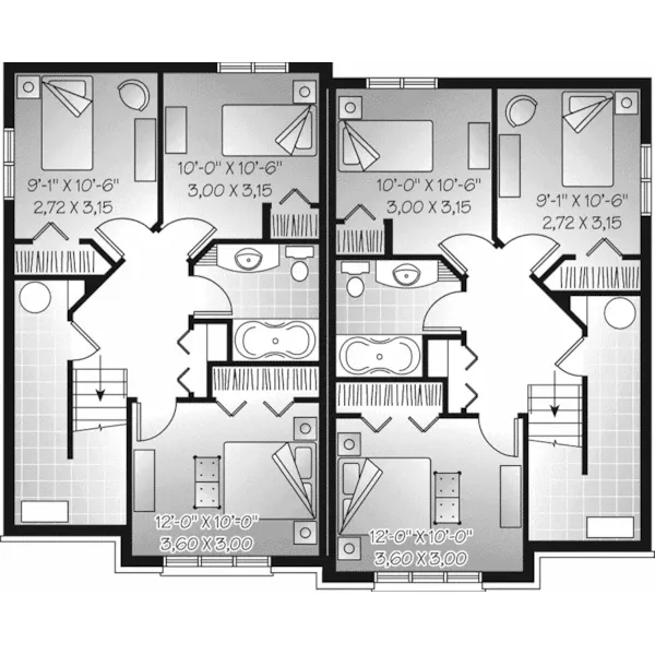 Multi-Family House Plan Lower Level Floor - Southlake Duplex Home 032D-0647 - Shop House Plans and More