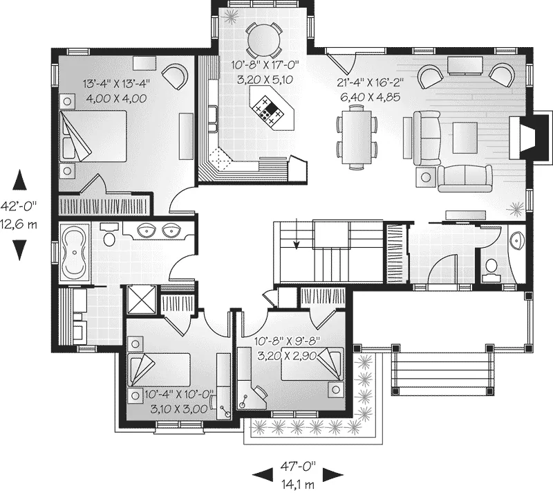 Vacation House Plan First Floor - Zumwalt Craftsman Ranch Home 032D-0649 - Shop House Plans and More