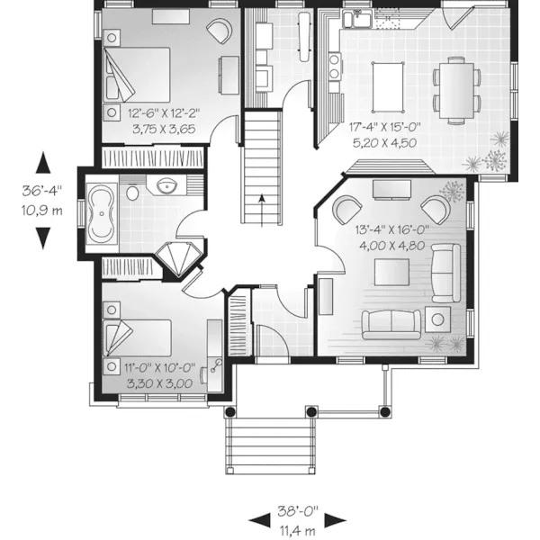 Southern House Plan First Floor - Grapevine Arts And Crafts Home 032D-0650 - Search House Plans and More