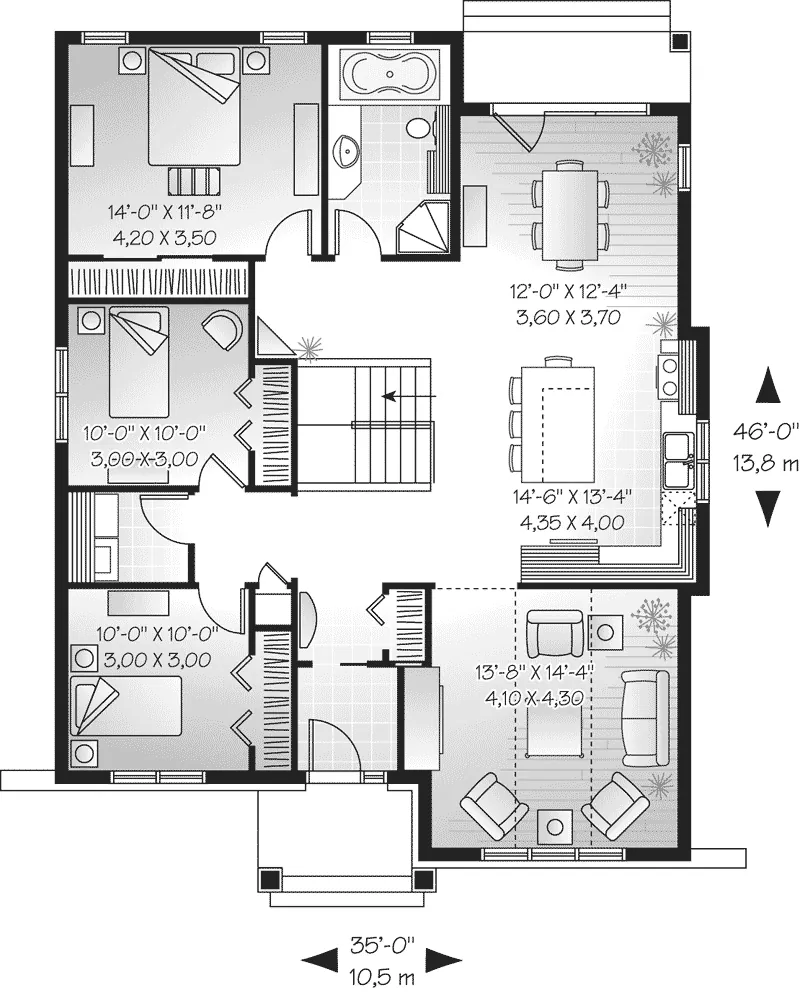 Country House Plan First Floor - Shady Shore Sunbelt Home 032D-0652 - Shop House Plans and More