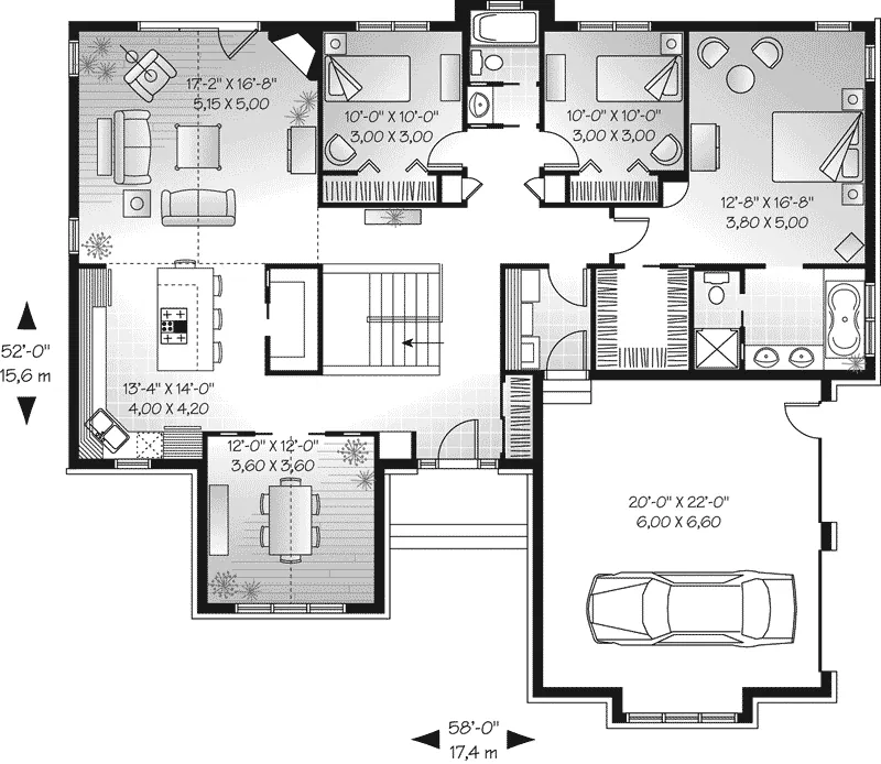 Traditional House Plan First Floor - Esmerelda Ranch Home 032D-0660 - Search House Plans and More