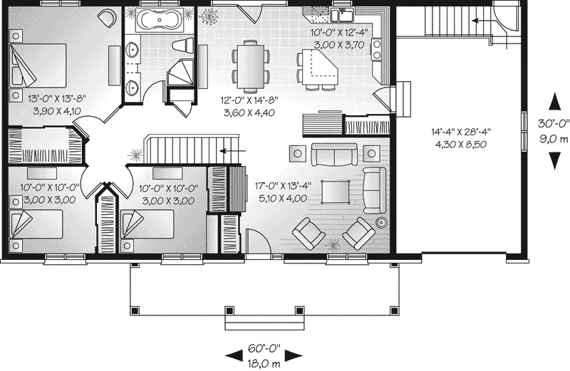 Traditional House Plan First Floor - Martin Grove Ranch Home 032D-0664 - Shop House Plans and More