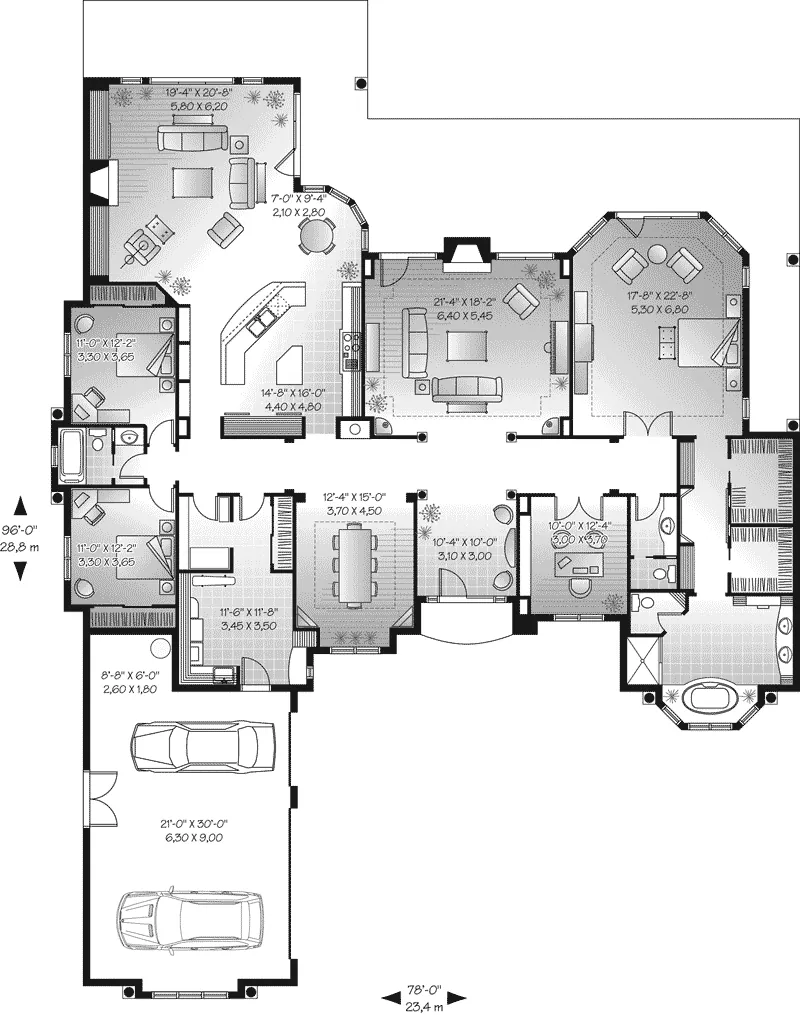 Southwestern House Plan First Floor - San Jacinto Florida Style Home 032D-0666 - Shop House Plans and More