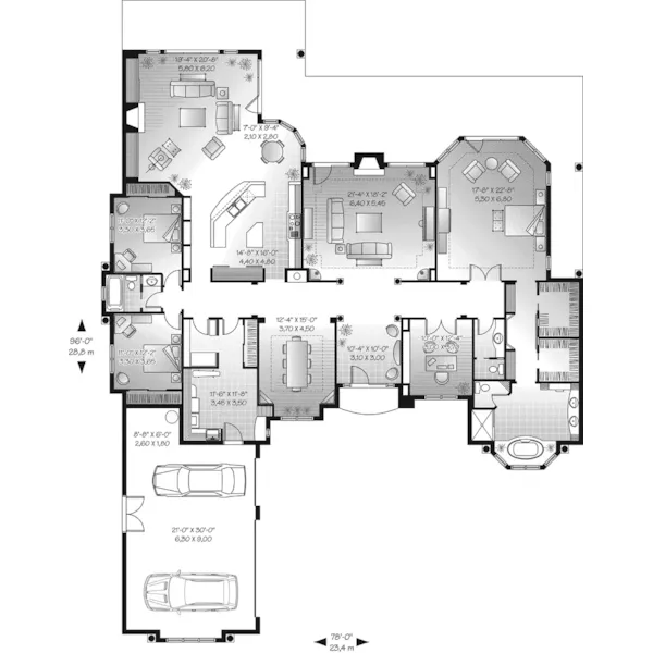 Sunbelt House Plan First Floor - San Jacinto Florida Style Home 032D-0666 - Shop House Plans and More