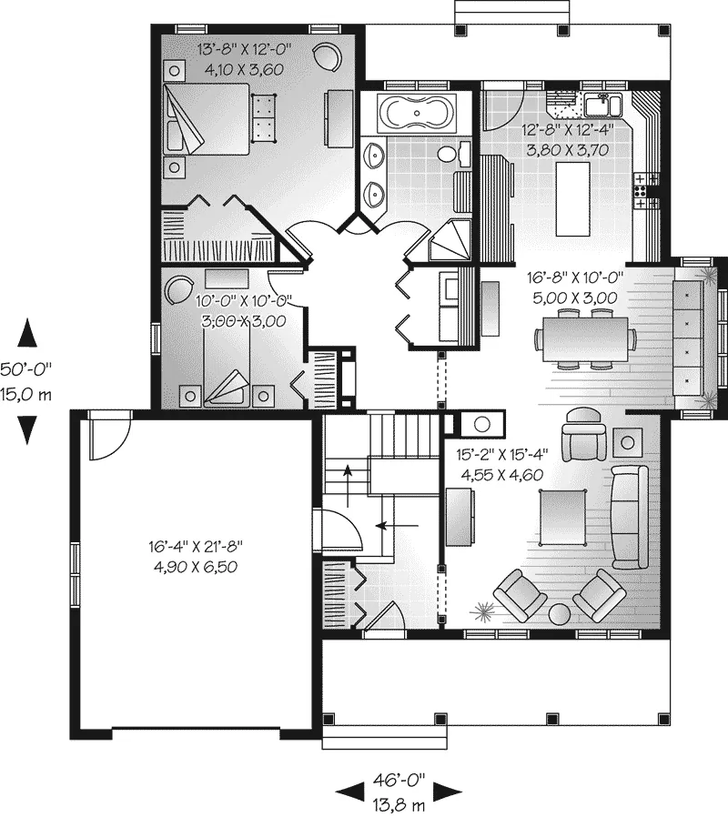 Farmhouse Plan First Floor - Mallory Contemporary Home 032D-0671 - Shop House Plans and More