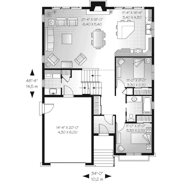 Craftsman House Plan First Floor - Saddlepost Split-Level Home 032D-0673 - Shop House Plans and More