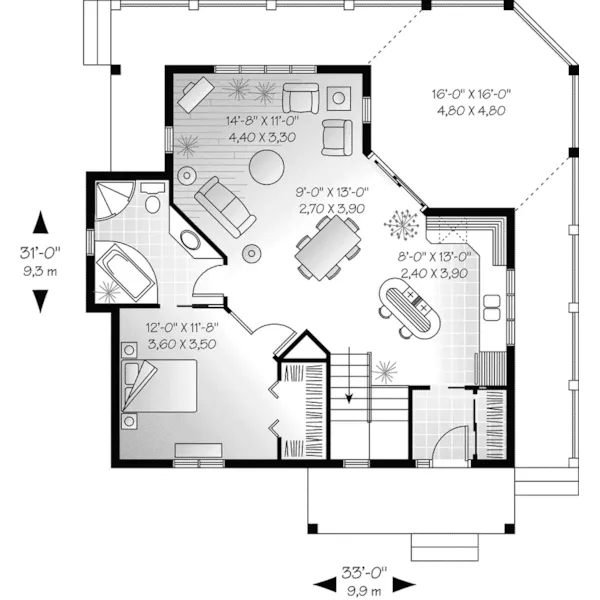 Ranch House Plan First Floor - Fairspring Waterfront Home 032D-0685 - Search House Plans and More