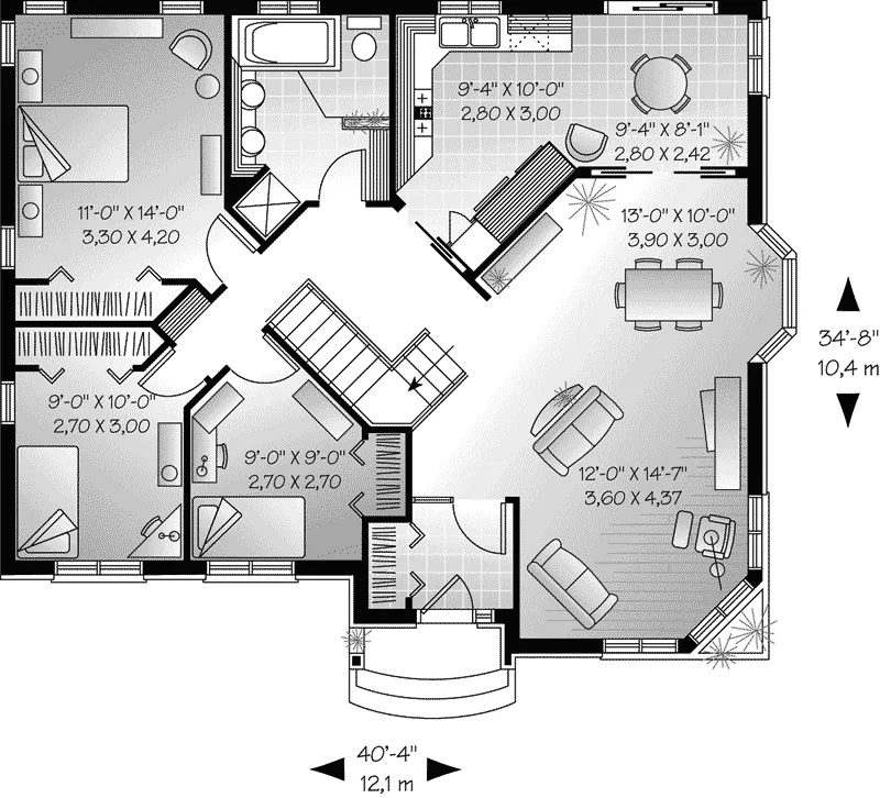 Southwestern House Plan First Floor - Branchmont Ranch Home 032D-0689 - Search House Plans and More