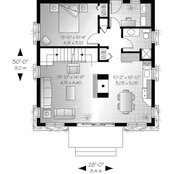 Vacation House Plan First Floor - Panorama Cottage Home 032D-0698 - Shop House Plans and More