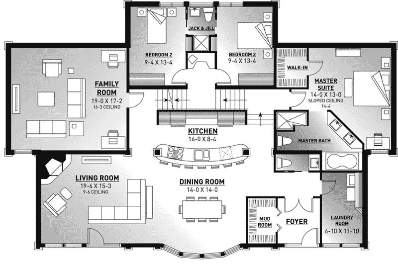 Contemporary House Plan First Floor - Castlegar Vacation Home 032D-0701 - Search House Plans and More