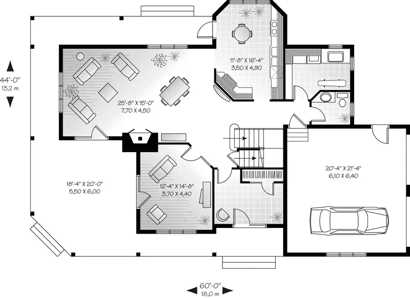 Arts & Crafts House Plan First Floor - Laurel Hill Country Farmhouse 032D-0702 - Shop House Plans and More
