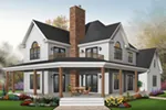 Two-Story Country Farmhouse Plan With Large Wrap-Around Porch